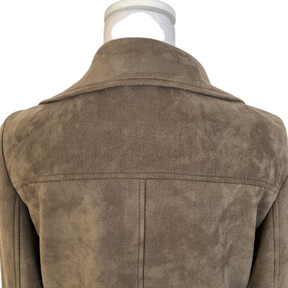 Apperloth A Moto Jacket Women's Size Large L Olive Green Faux Suede Zippers Soft - Picture 6 of 10